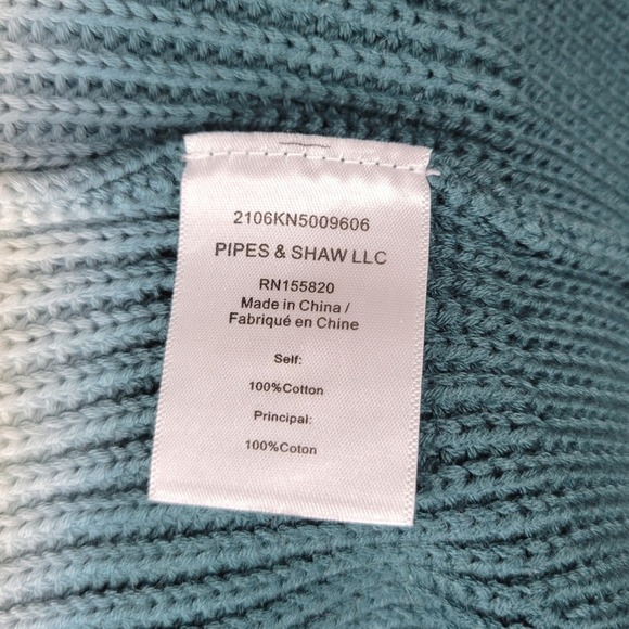 Veronica Beard Parula Dip Dye Ombre Cardigan Sweater 100% Cotton Blue Green M - Picture 6 of 10